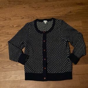 NWOT LL Bean Classic Birds-eye navy cardigan